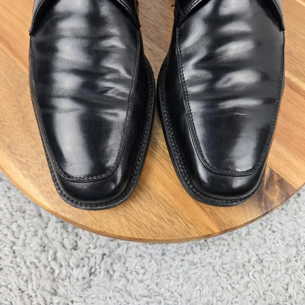 Salvatore Ferragamo Mens 10D Black Leather Apron Toe Derby Oxford Dress Shoe